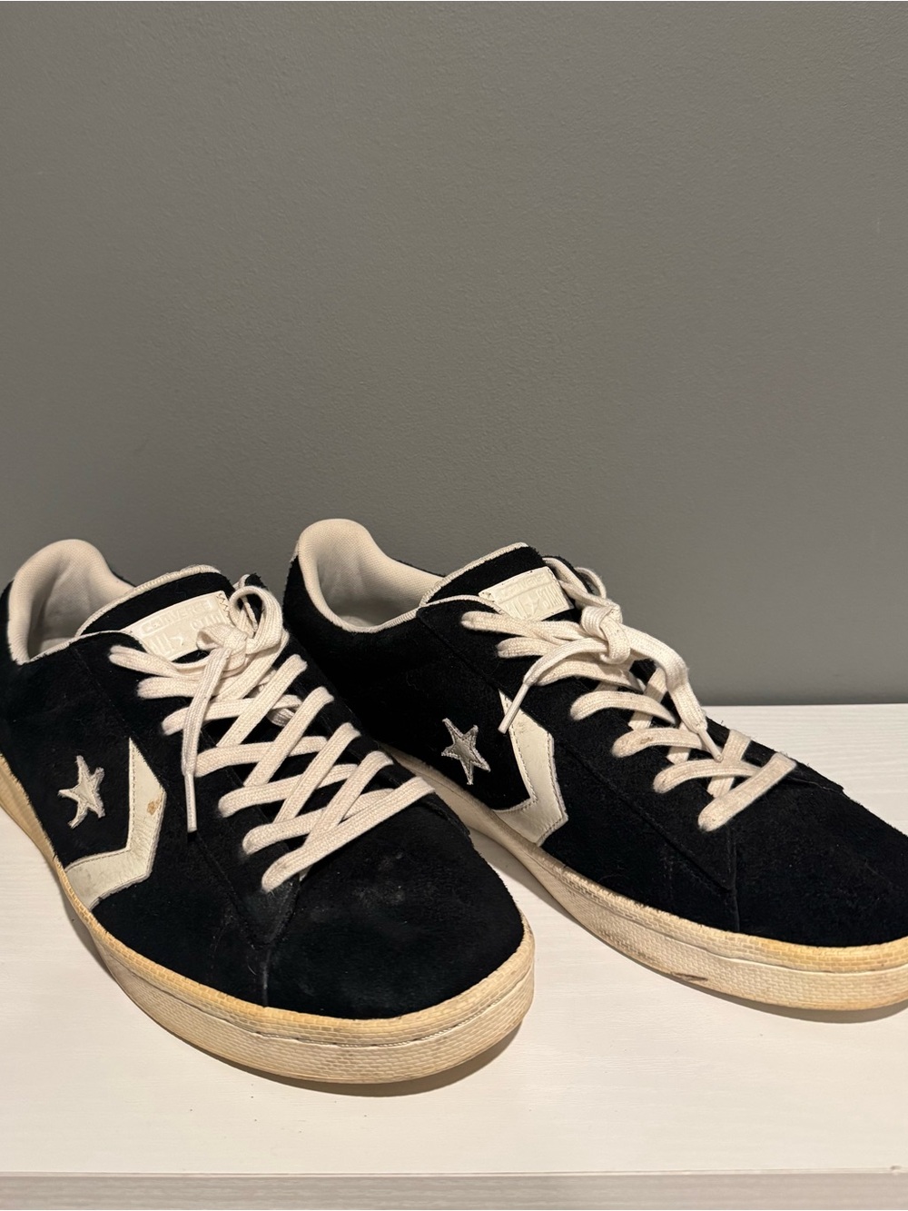Converse Pro Leather 76 Low 157838C Black Egret Suede Mens 15 Womens 16.5 - Used